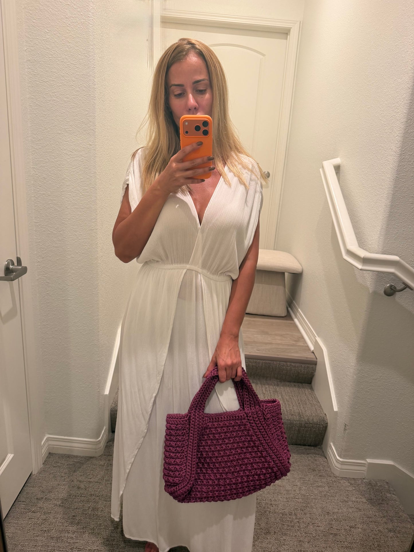 Mulberry Purple Crochet Tote Bag