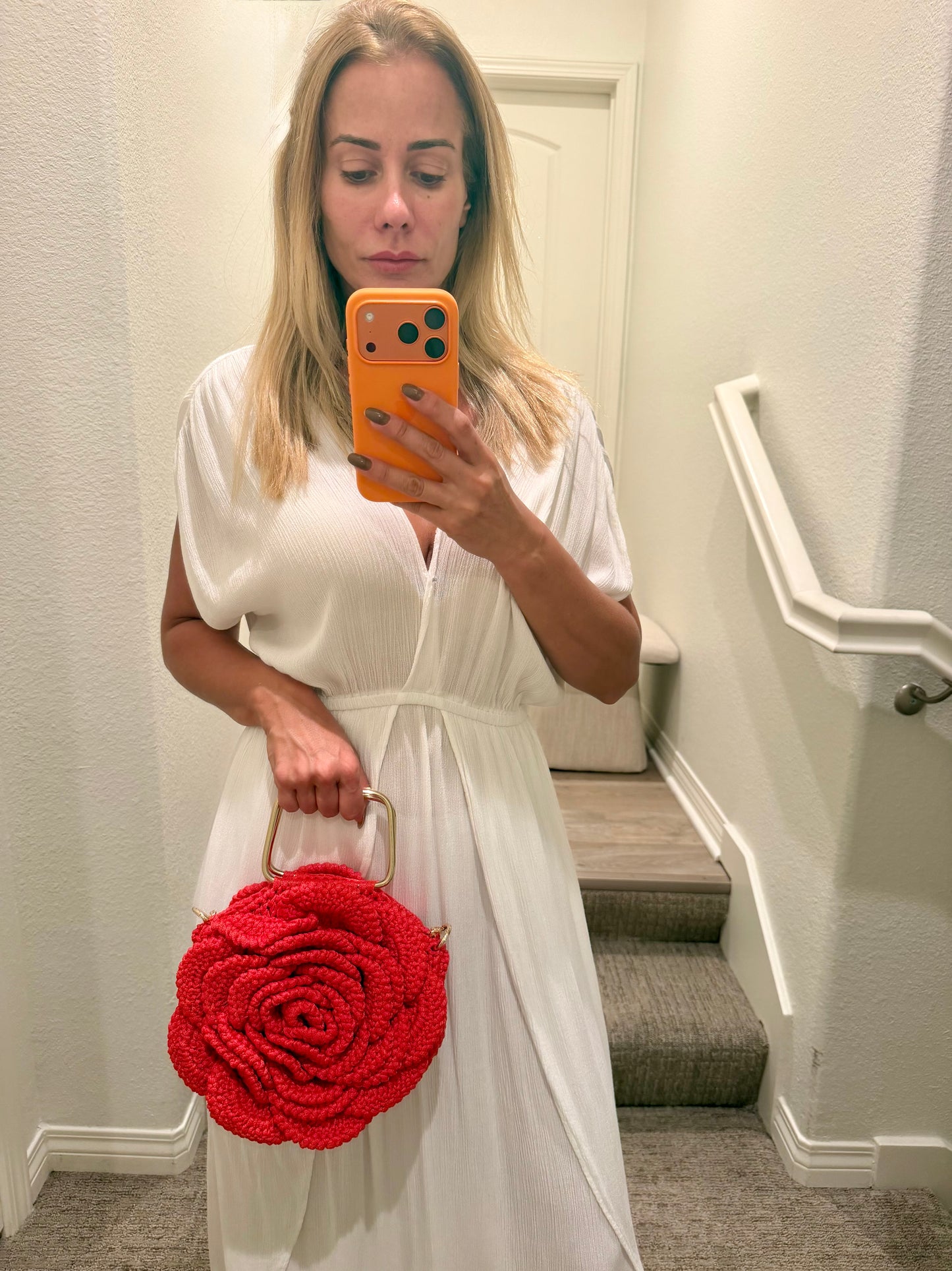 Handmade Crochet Rose Handbag