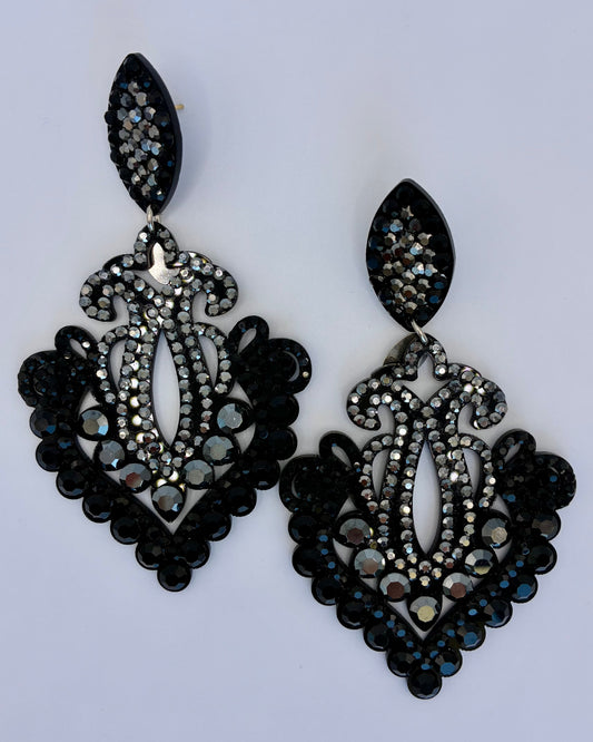 Black and silver chandelier earrings
