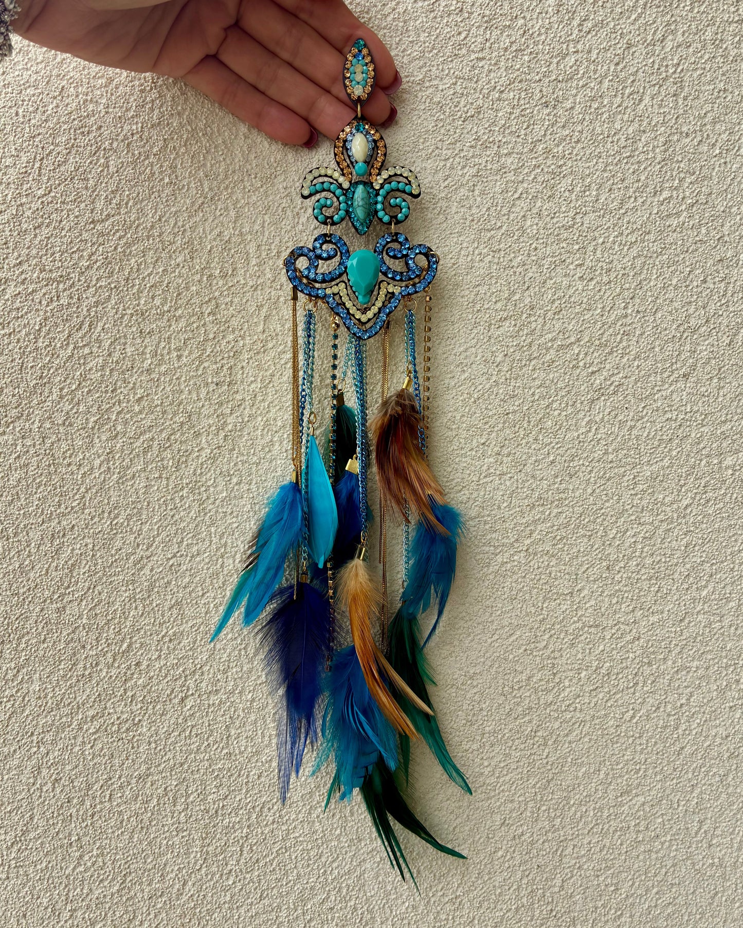 Fleur-De-Lis Blue Boho Earrings