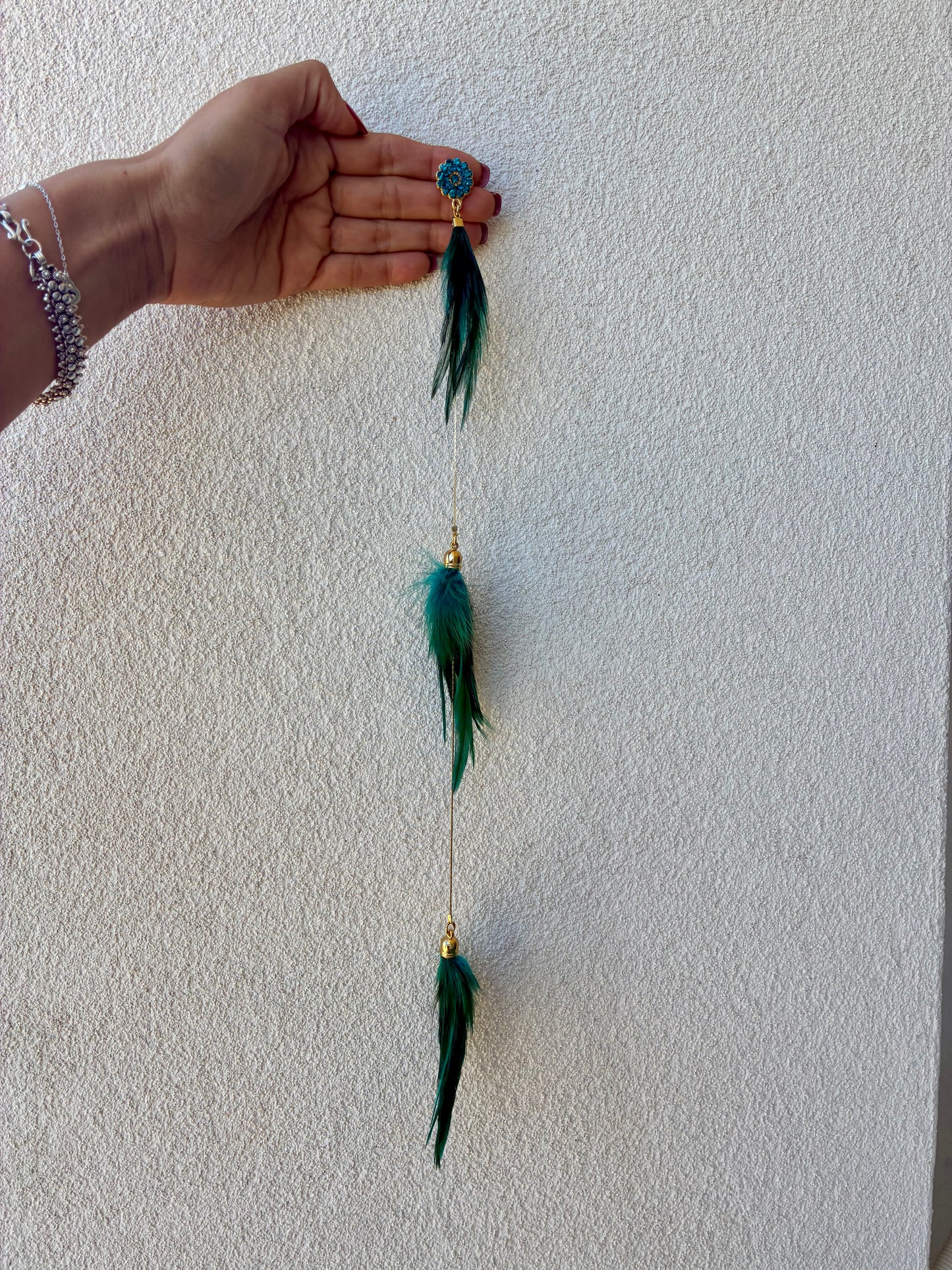 Turquoise green feather Earrings