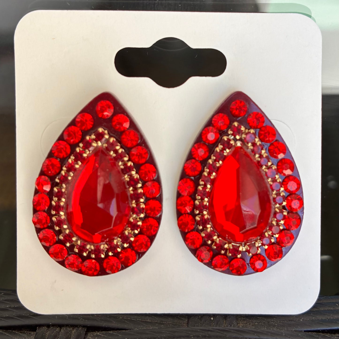 Red teardrop earrings
