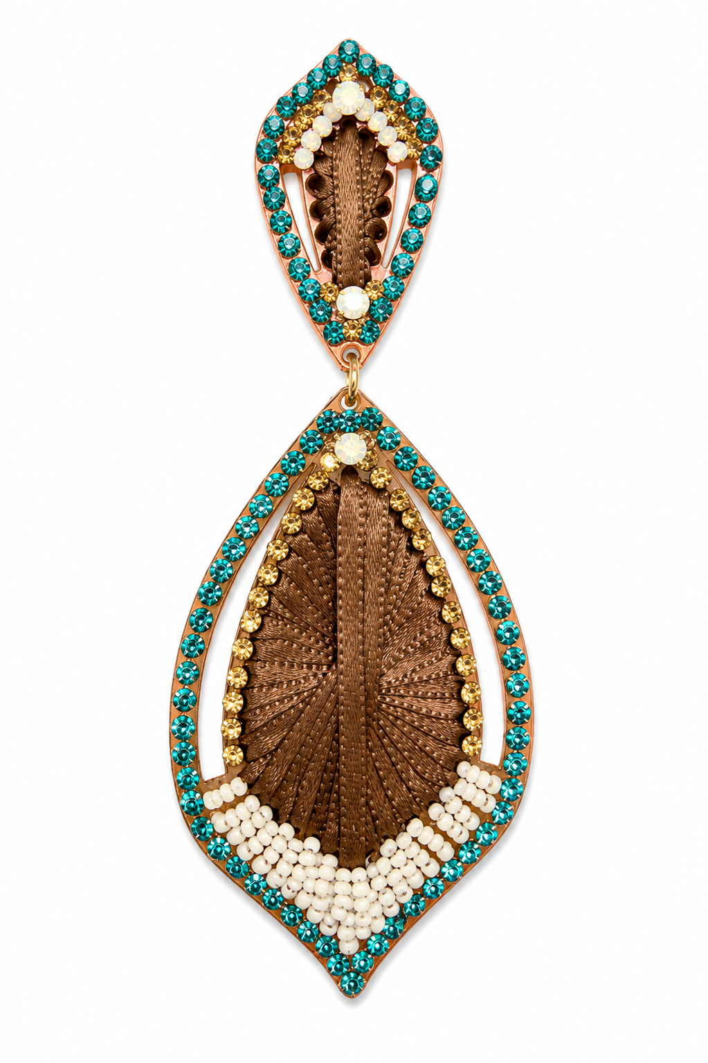 Turquoise & Bronze Beaded Statement Earrings