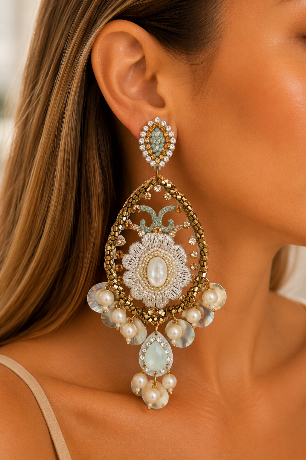 Pearl Garden Statement Earrings