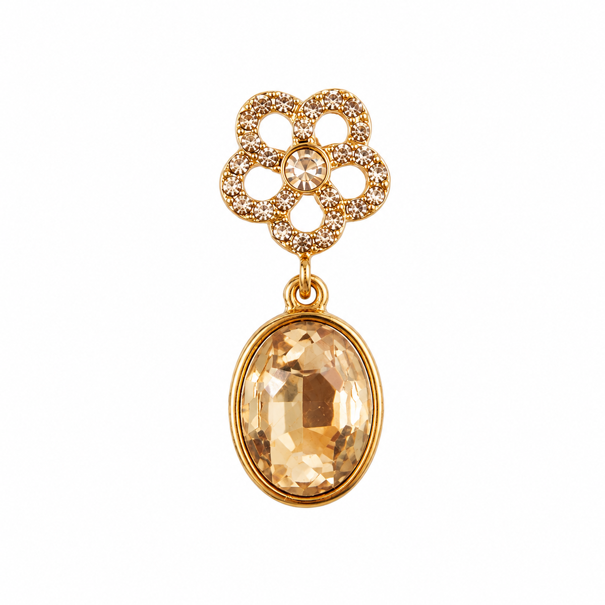 Champagne Crystal Floral Drop Earrings