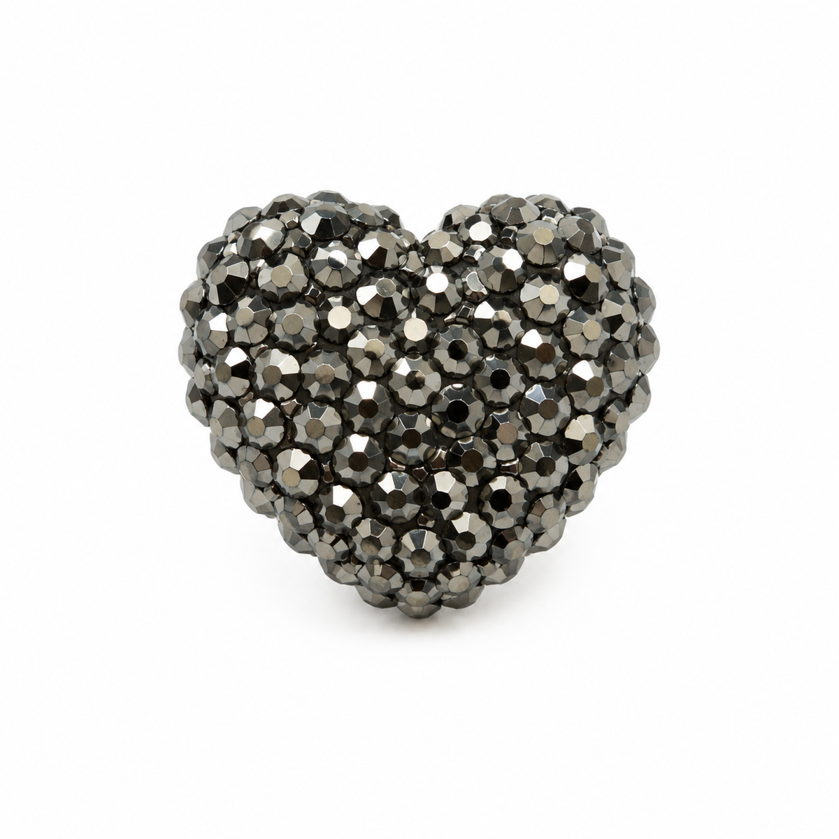 Gunmetal Crystal Heart Statement Earrings