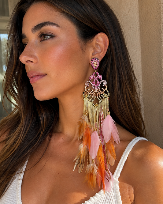 Pink Feathers Earrings
