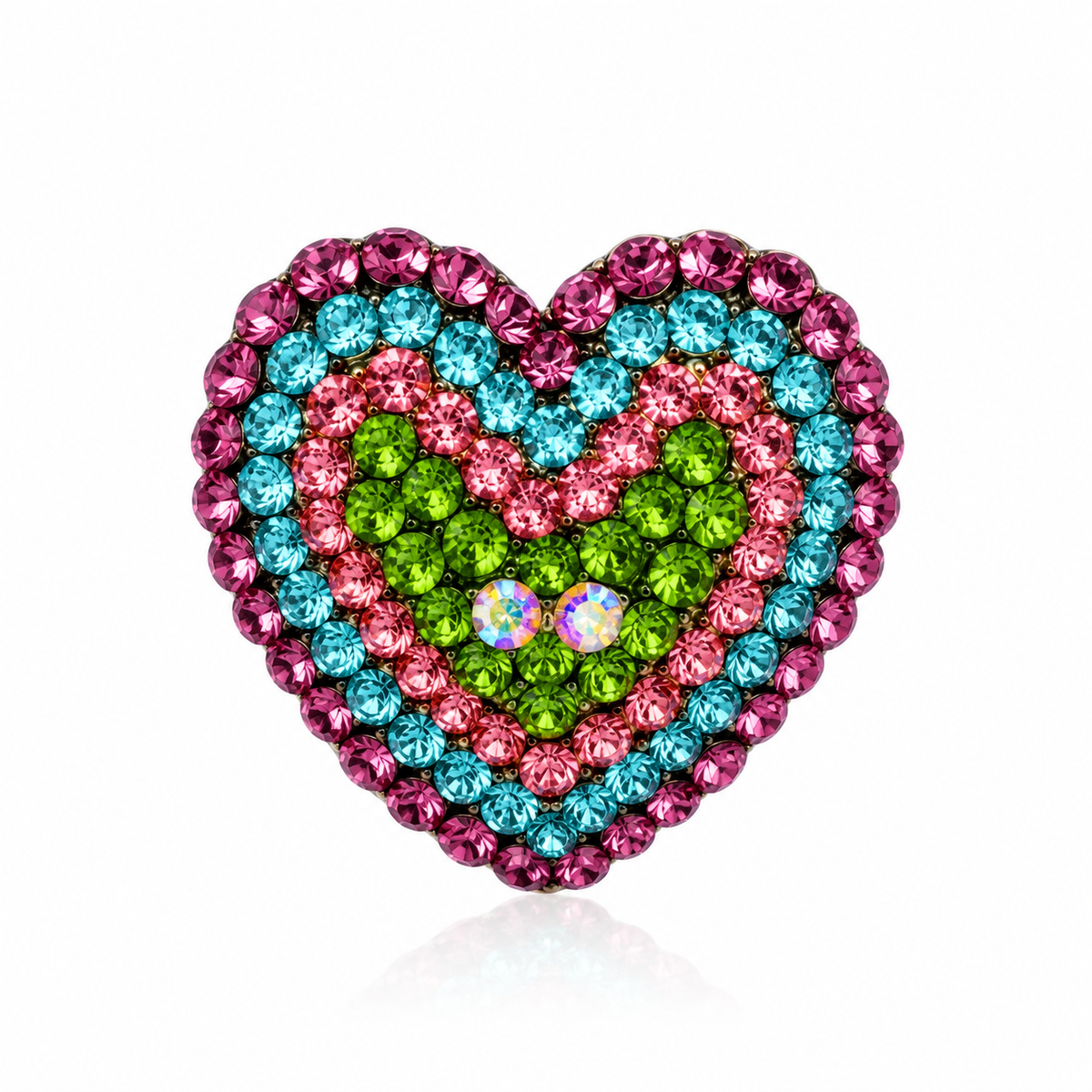 Multicolor Crystal Heart Statement Earrings