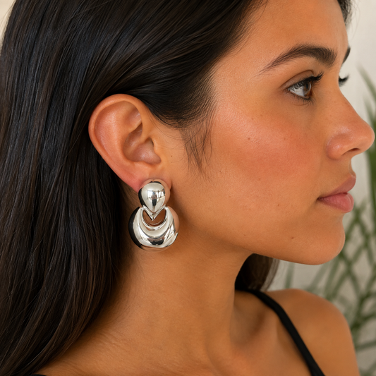 Silver Modern Design Earrings