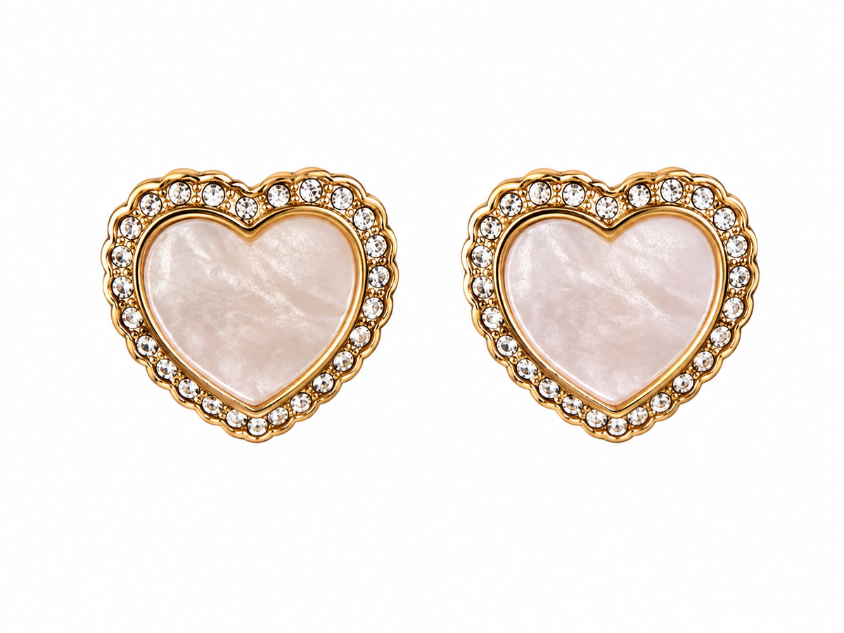 Blush Heart Crystal Stud Earrings