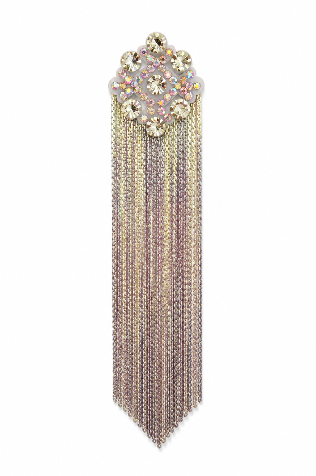 Silver Crystal Fringe Statement Earrings