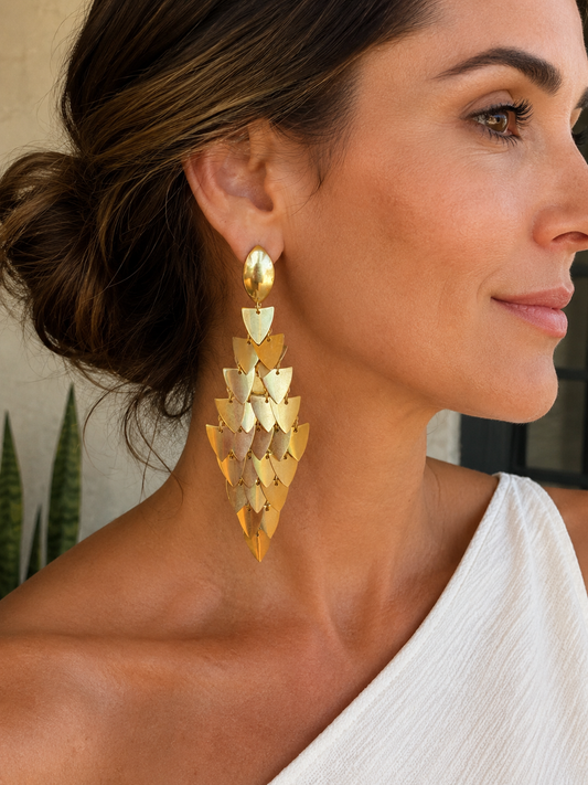 Gold Pyramid-Shaped Earrings