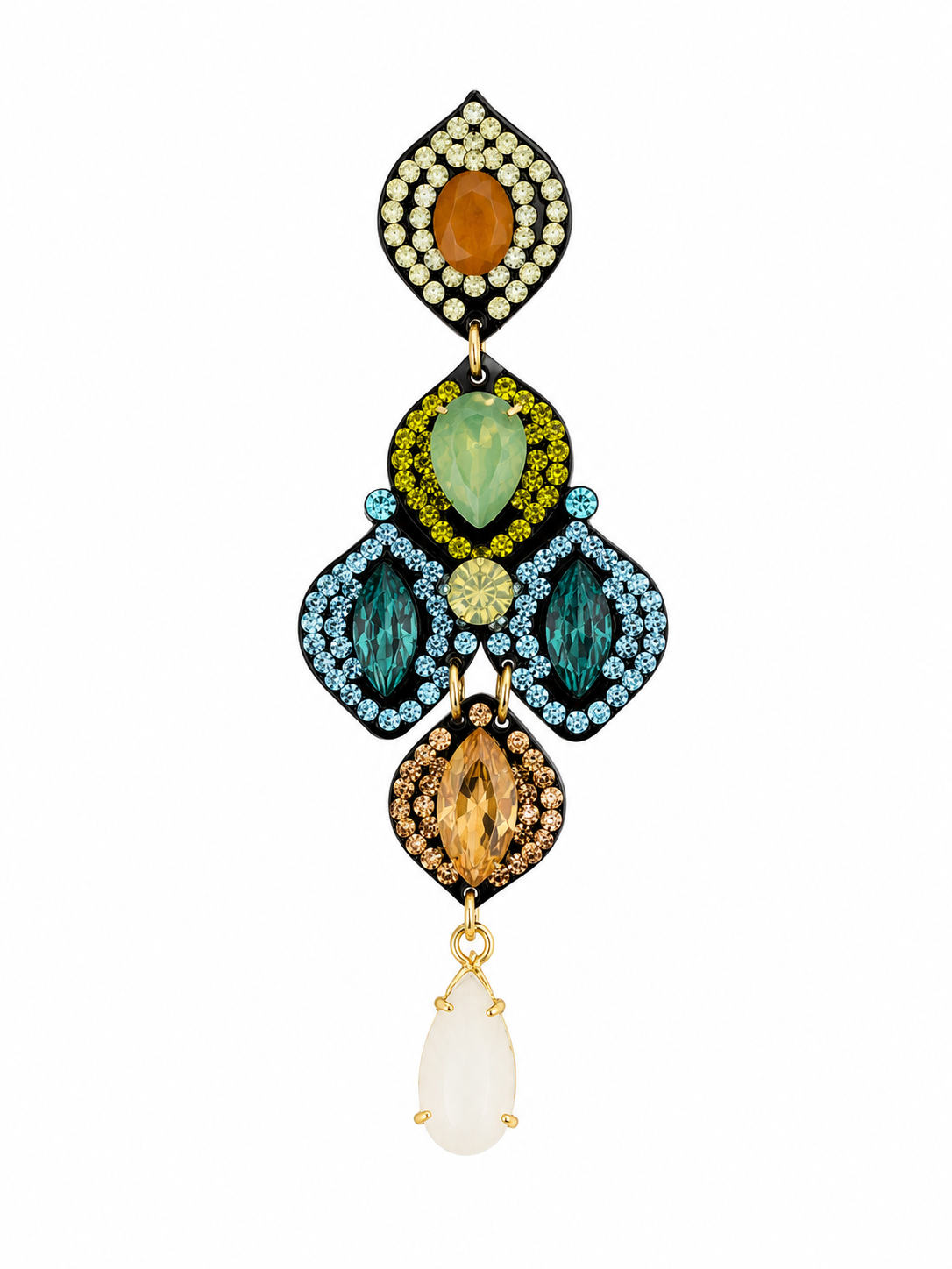 Multicolor Crystal Drop Statement Earrings