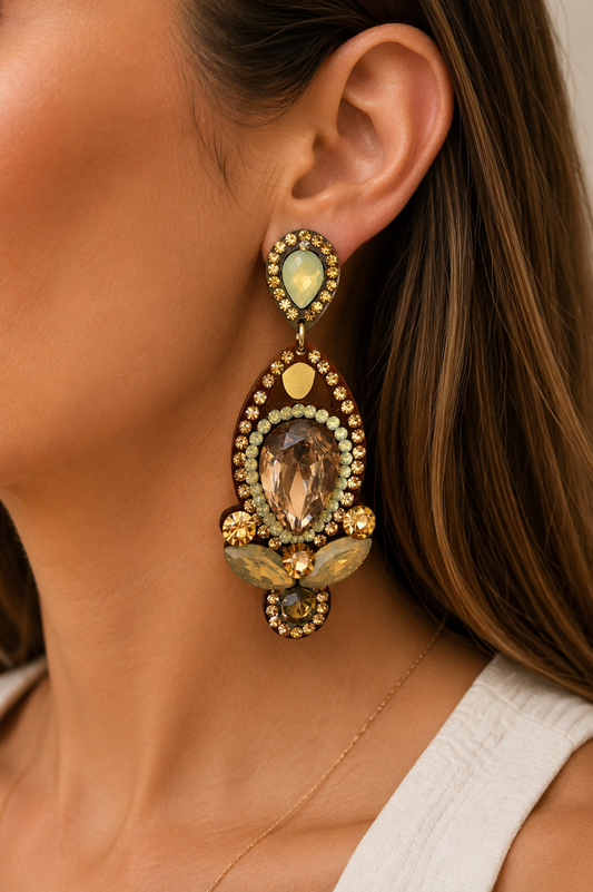 Champagne Crystal Statement Earrings