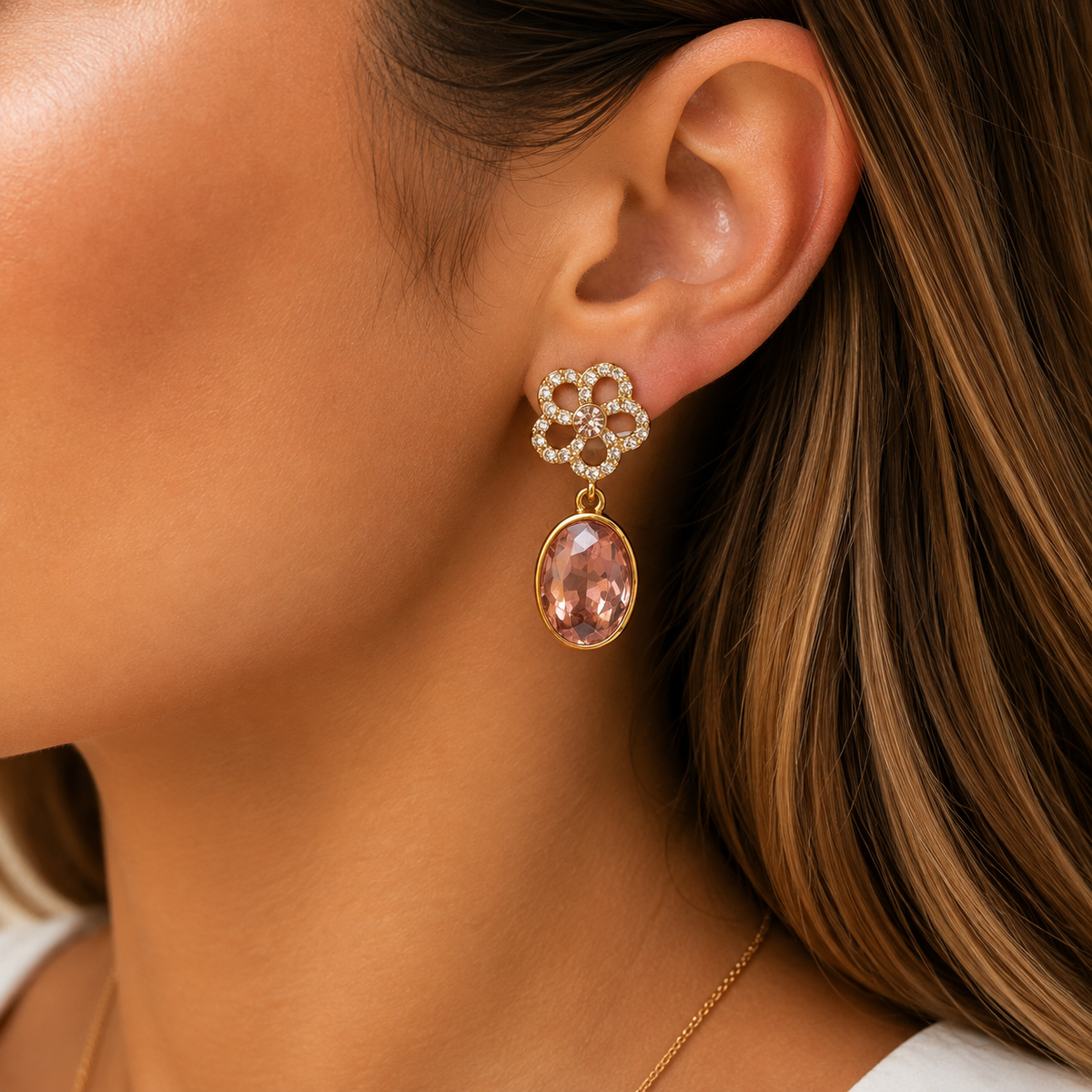 Blush Pink Crystal Drop Earrings