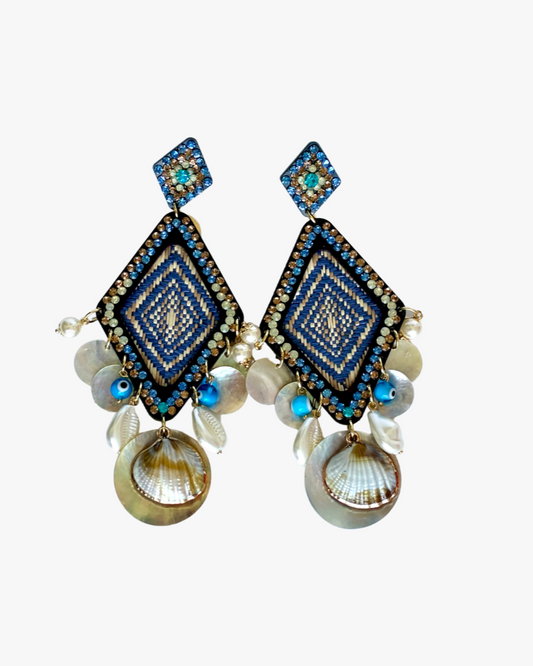 Blue shell earrings