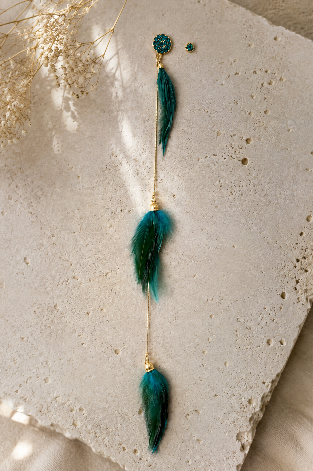 Turquoise green feather Earrings
