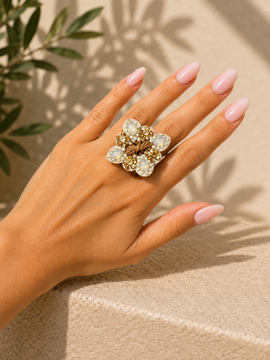 Brown Clear Gemstones Ring