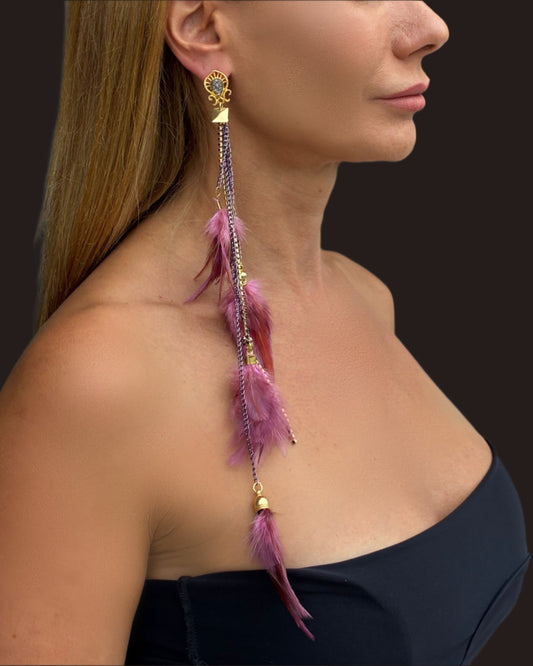 Purple Feathers Earrings