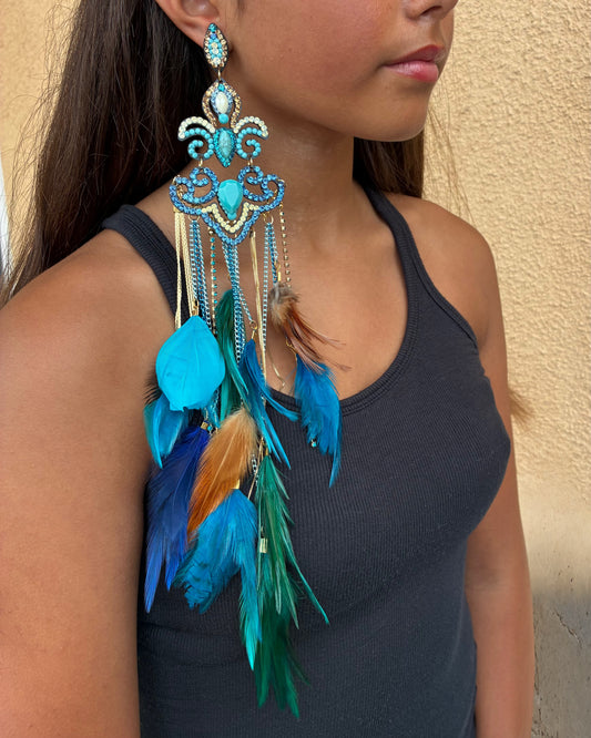 Fleur-De-Lis Blue Boho Earrings