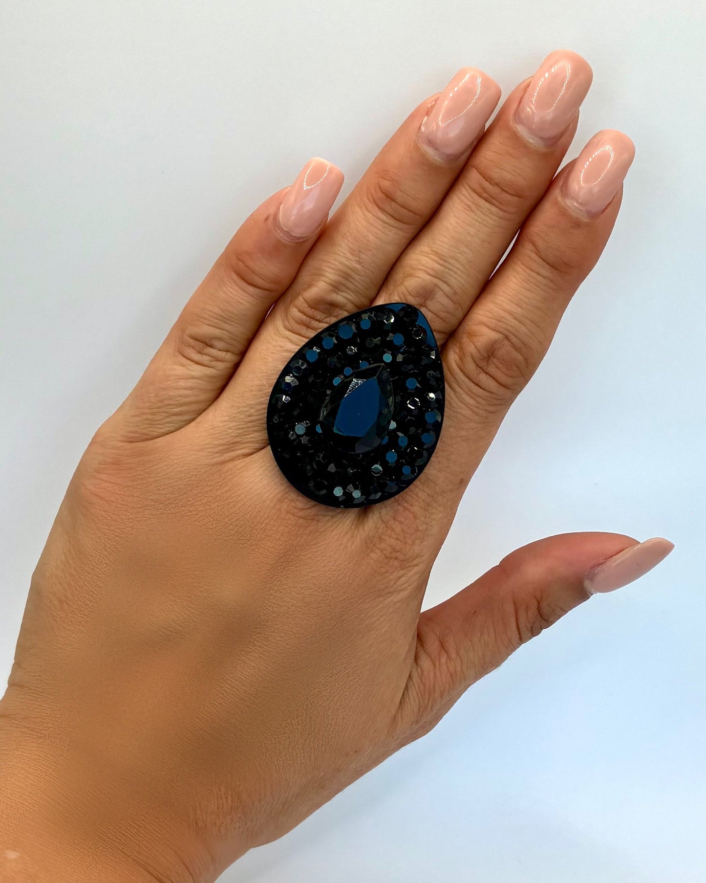 Black Teardrop Shaped Ring