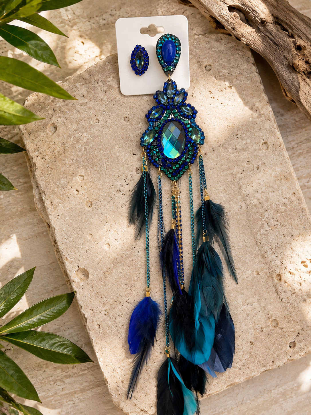 Royal Blue Feathers Earrings