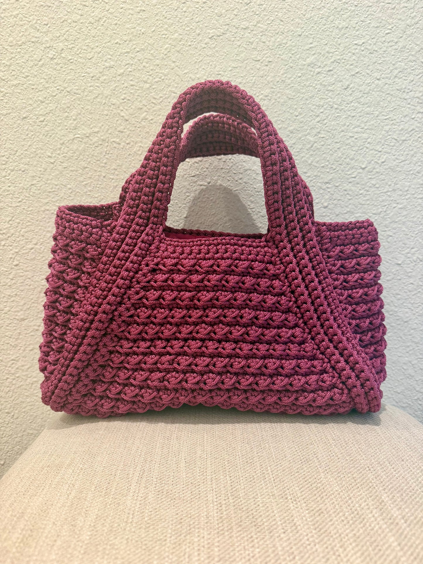 Mulberry Purple Crochet Tote Bag