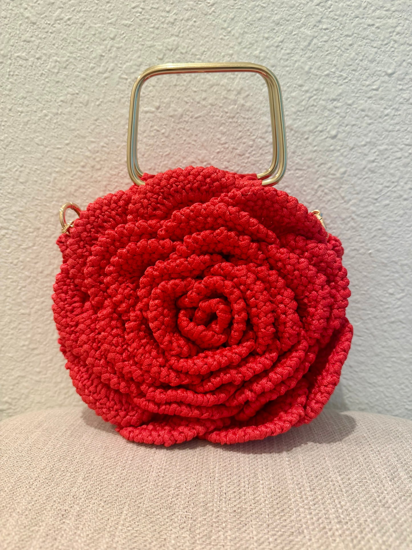 Handmade Crochet Rose Handbag