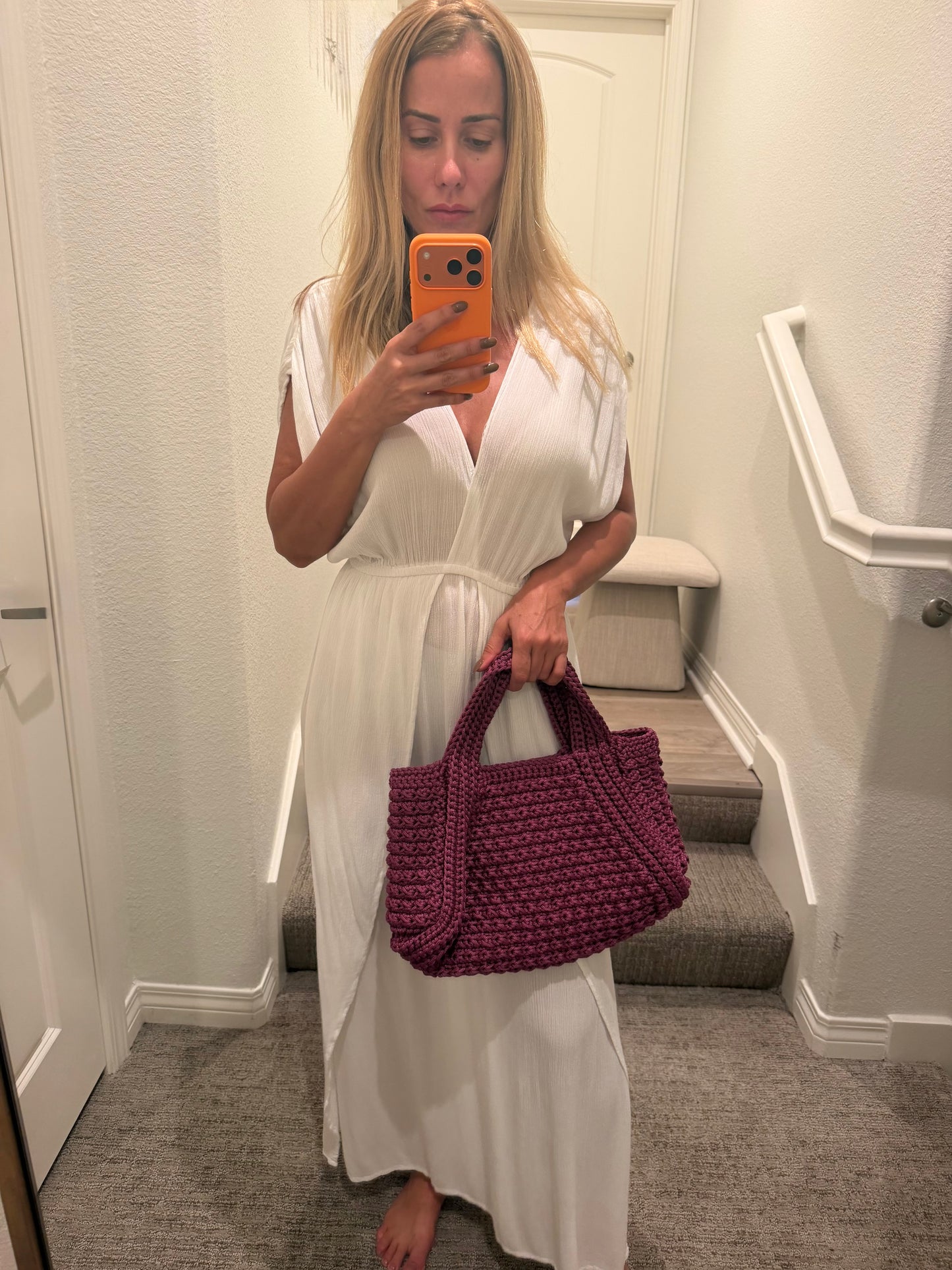 Mulberry Purple Crochet Tote Bag