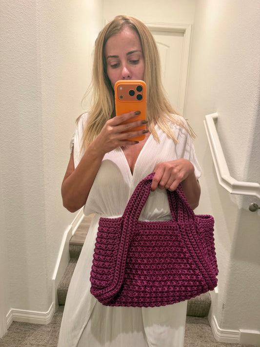 Mulberry Purple Crochet Tote Bag