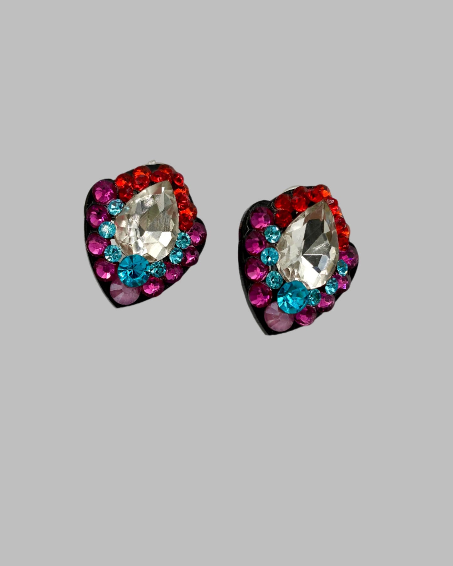 Clear crystal multicolored earrings