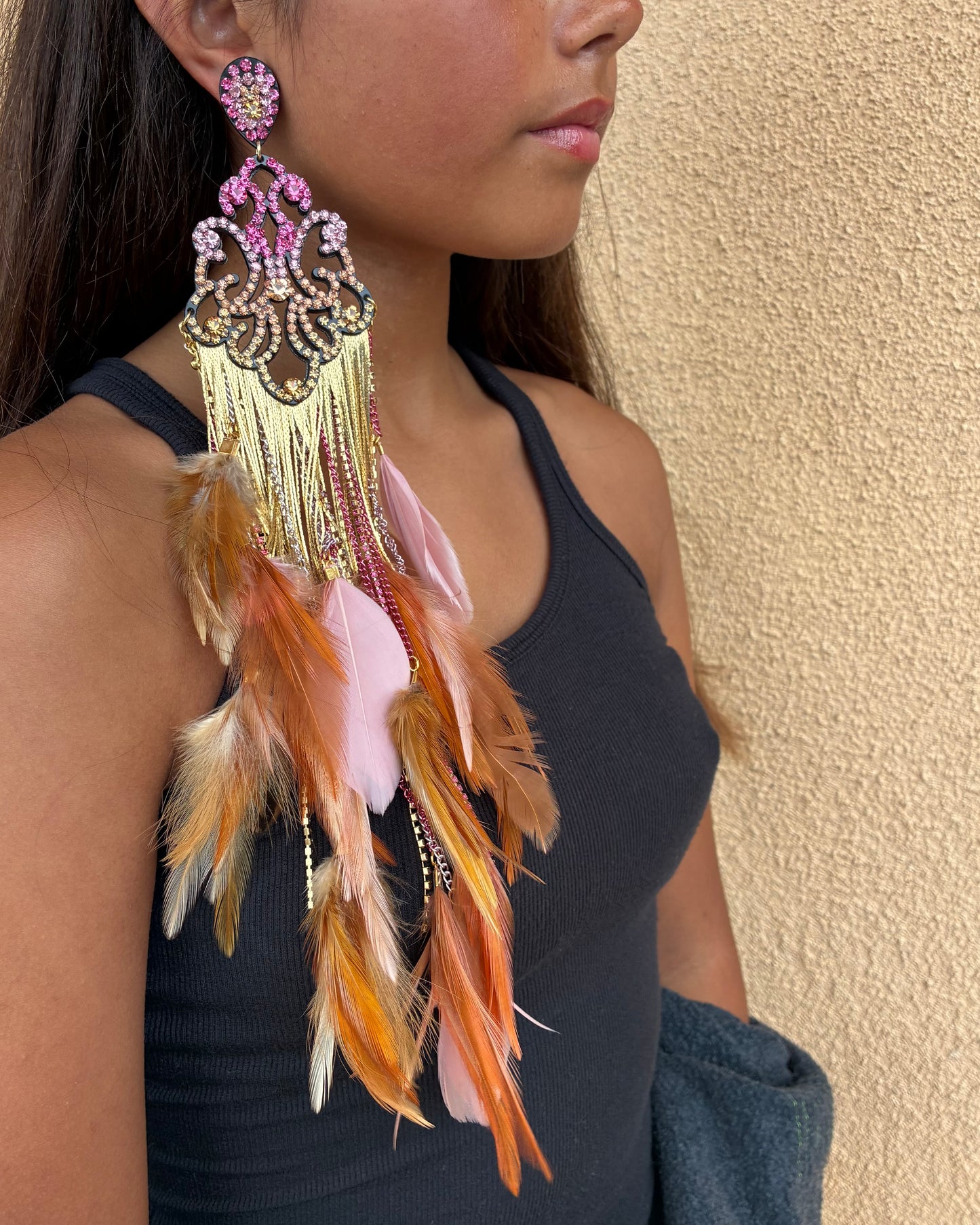 Pink Feathers Earrings