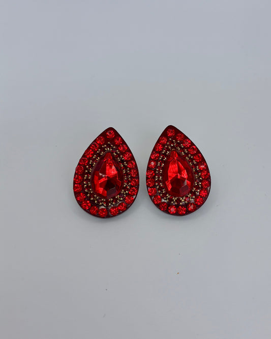 Red teardrop earrings