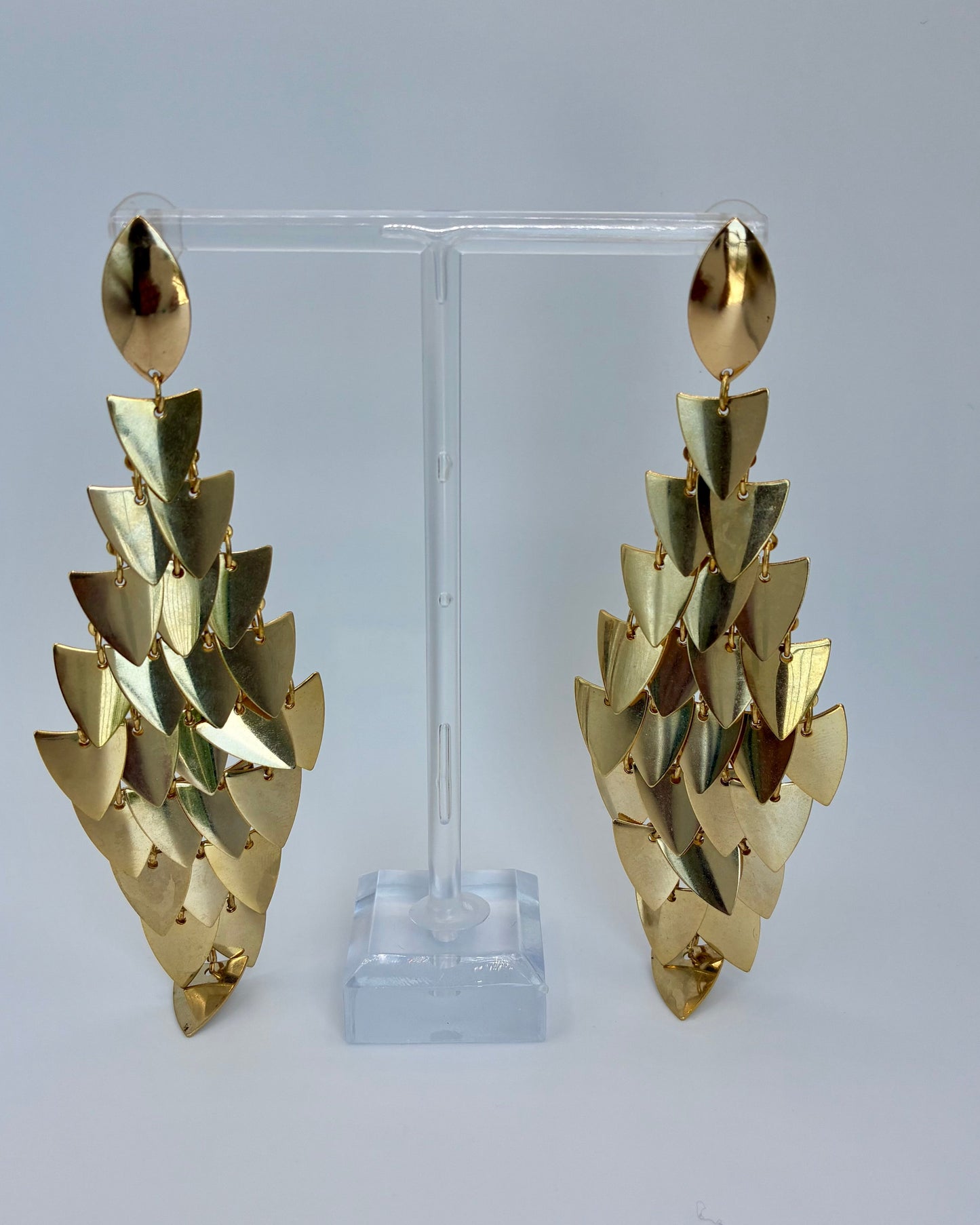 Gold Pyramid-Shaped Earrings