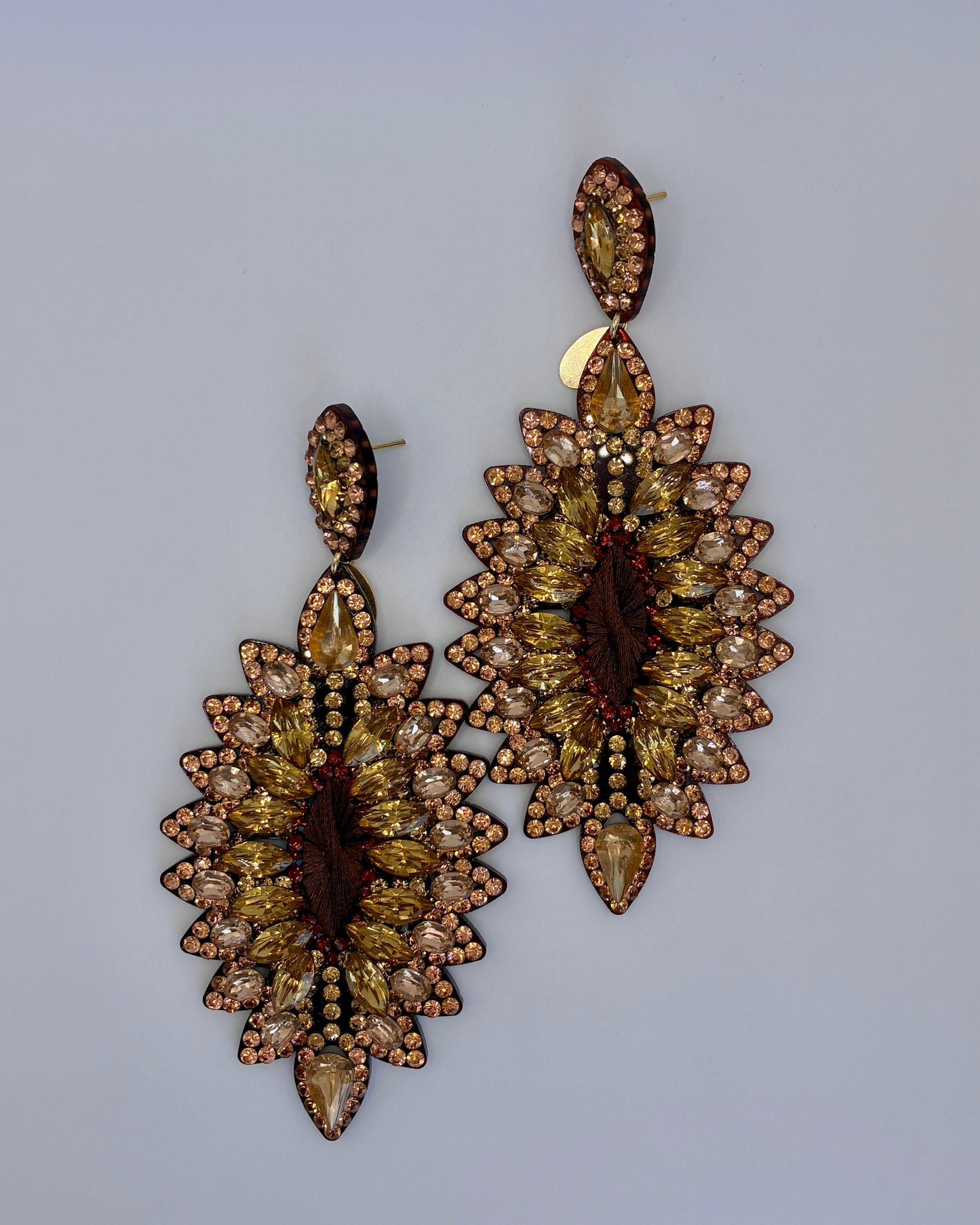 Gold leaf-shaped earrings