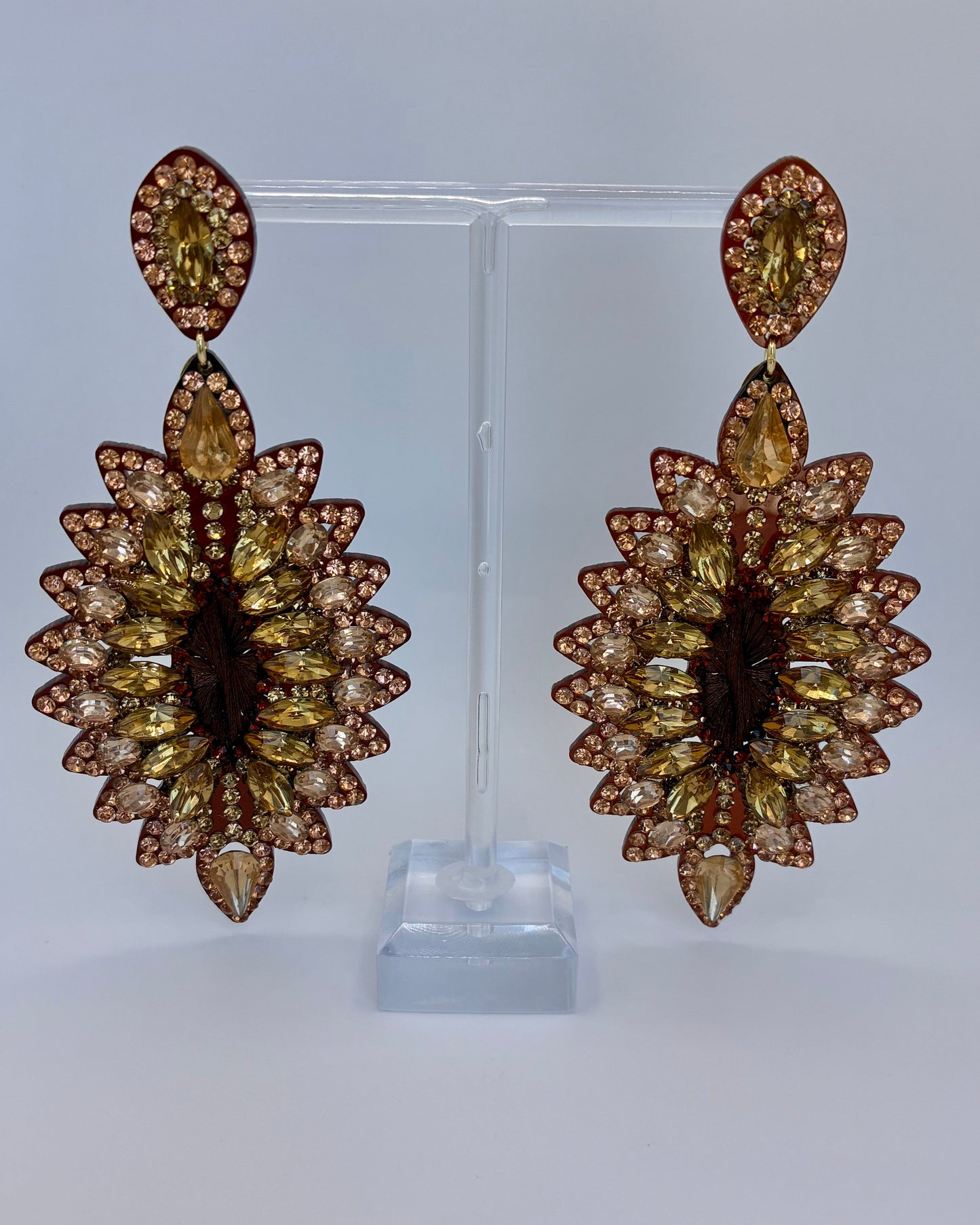 Gold leaf-shaped earrings