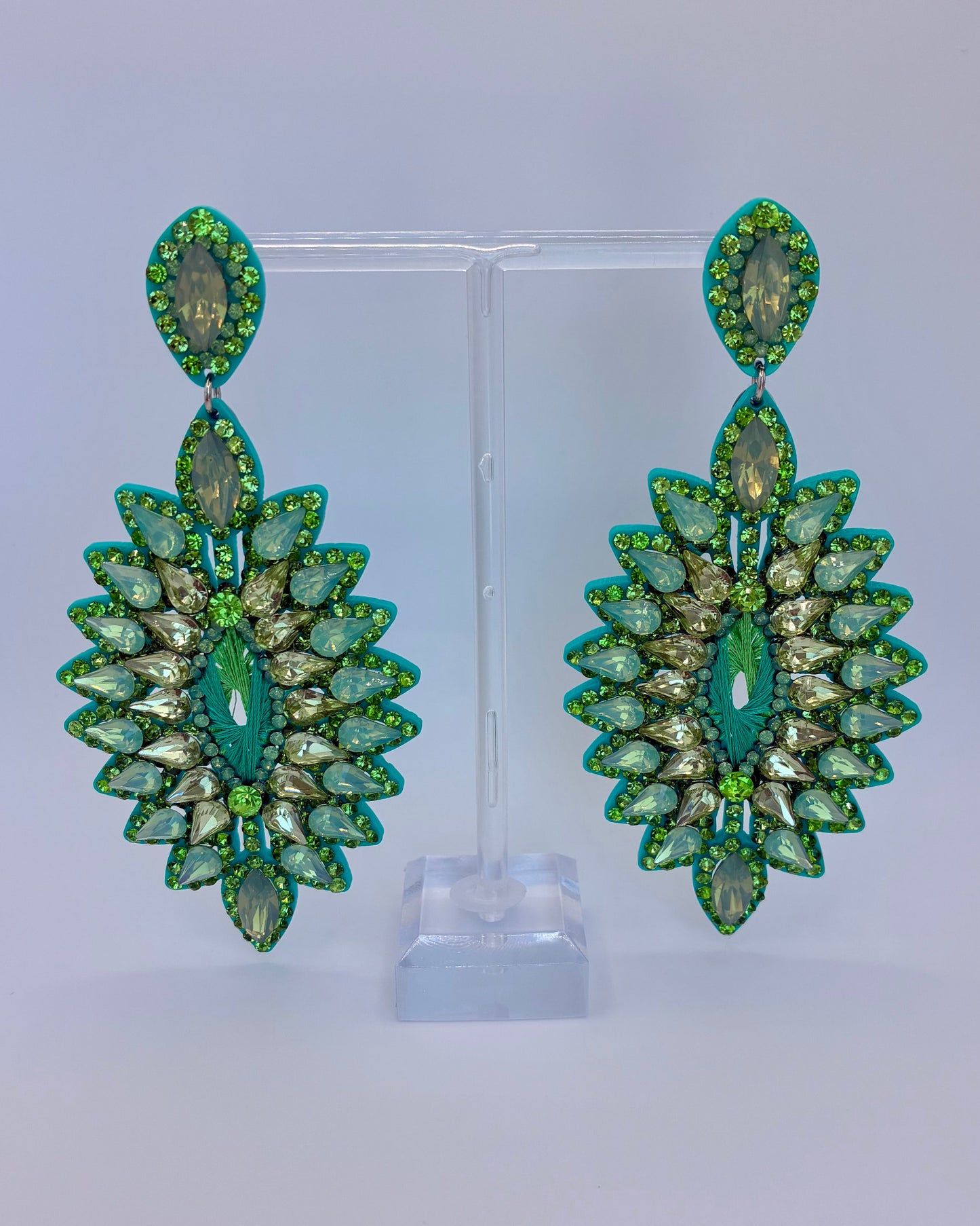 Green leaf-shaped earrings