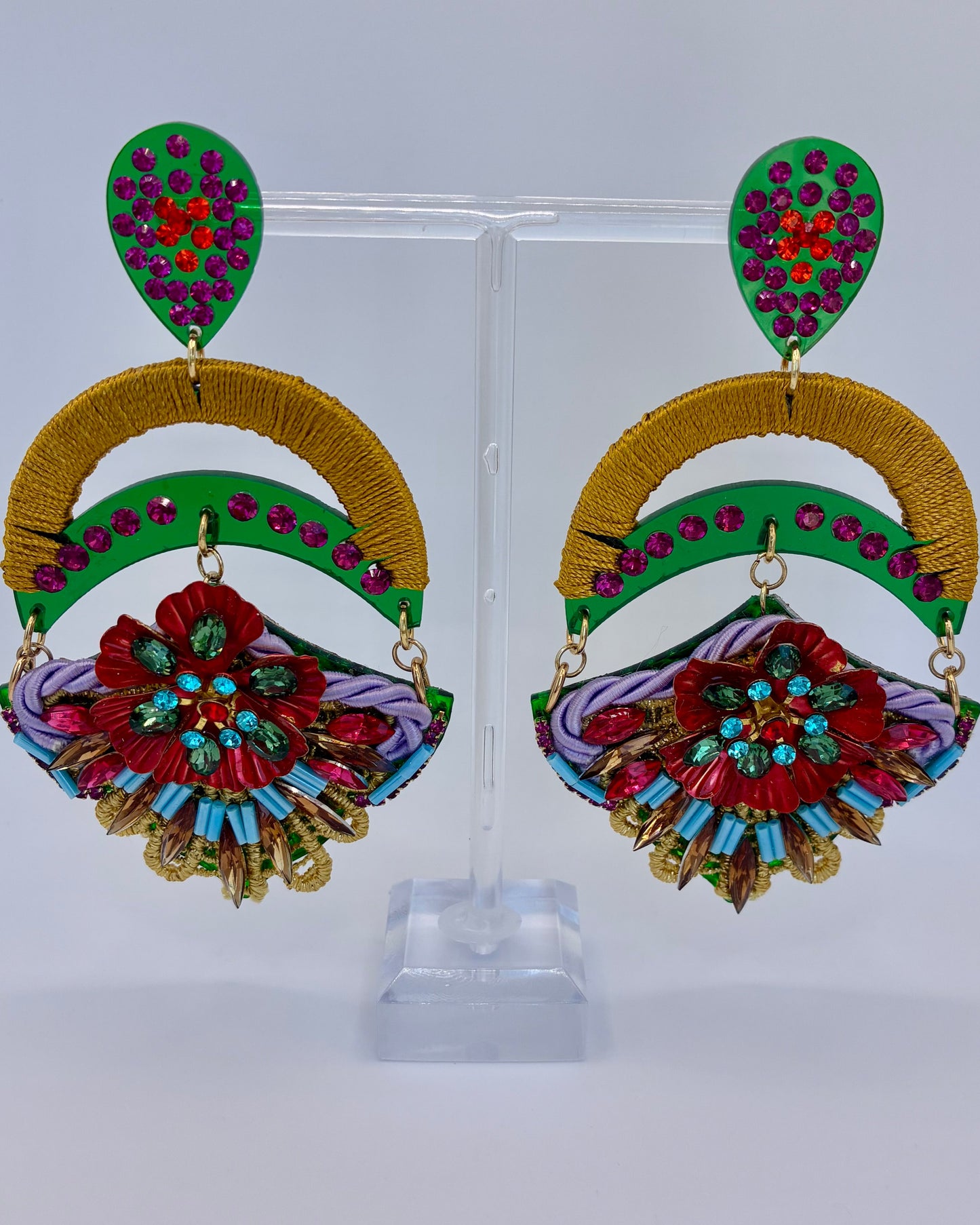 Colorful floral designs earrings