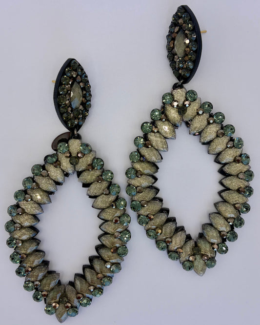 Pair of beaded earrings on a light gray background