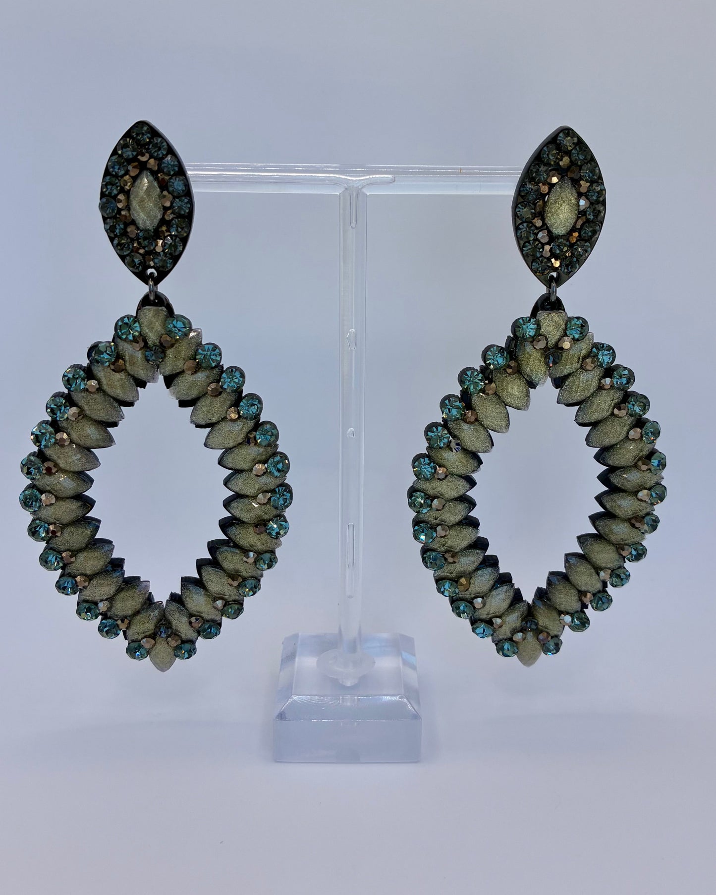 Green metallic earrings