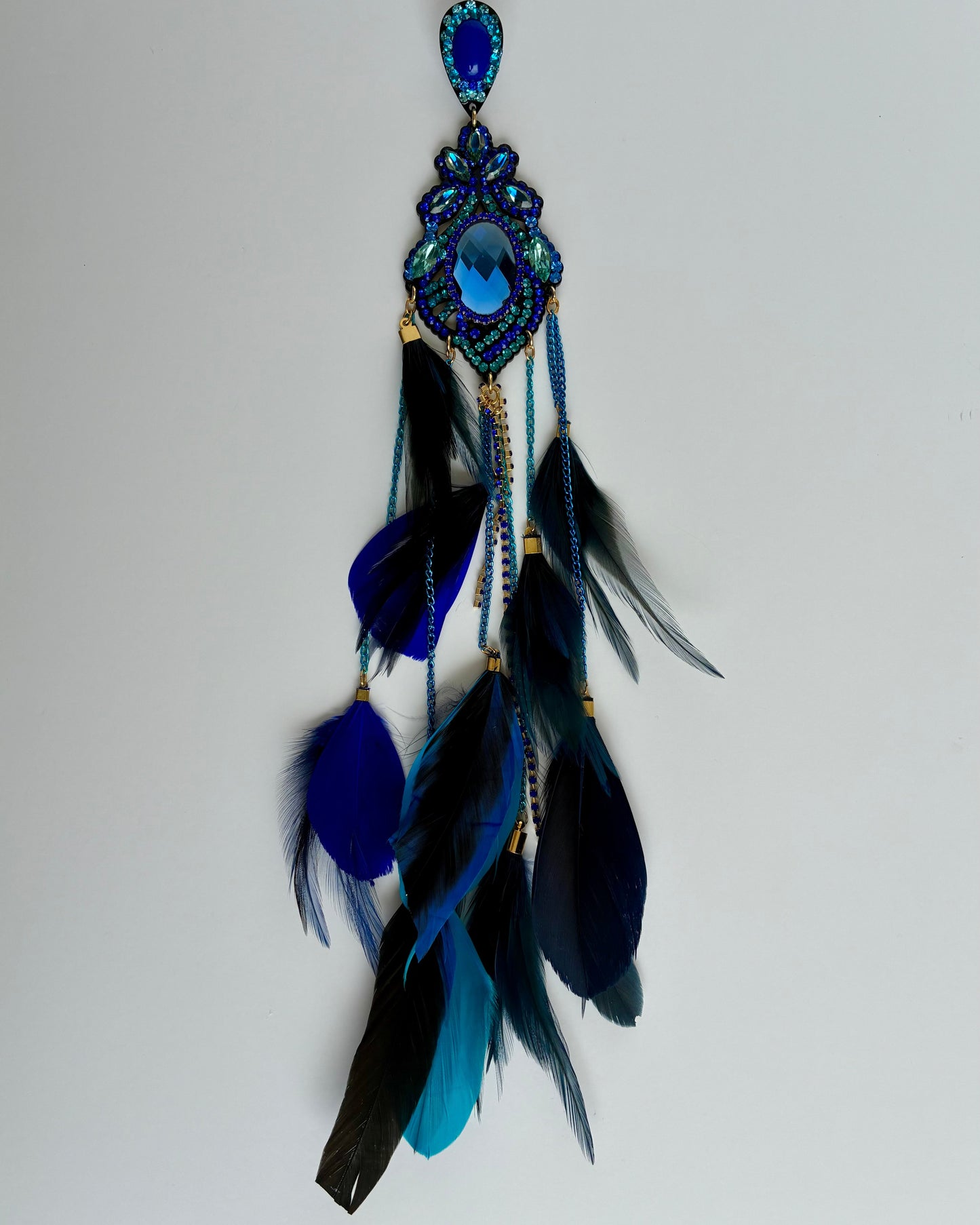 Royal Blue Feathers Earrings