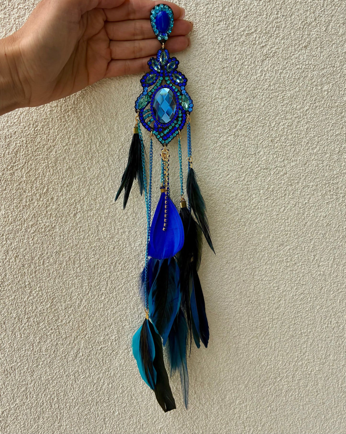 Royal Blue Feathers Earrings
