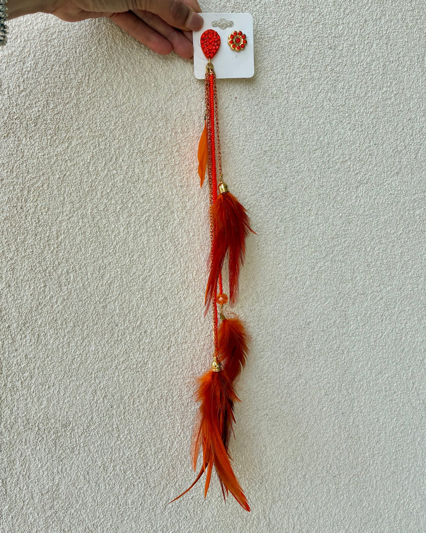 Orange Feathers Earrings