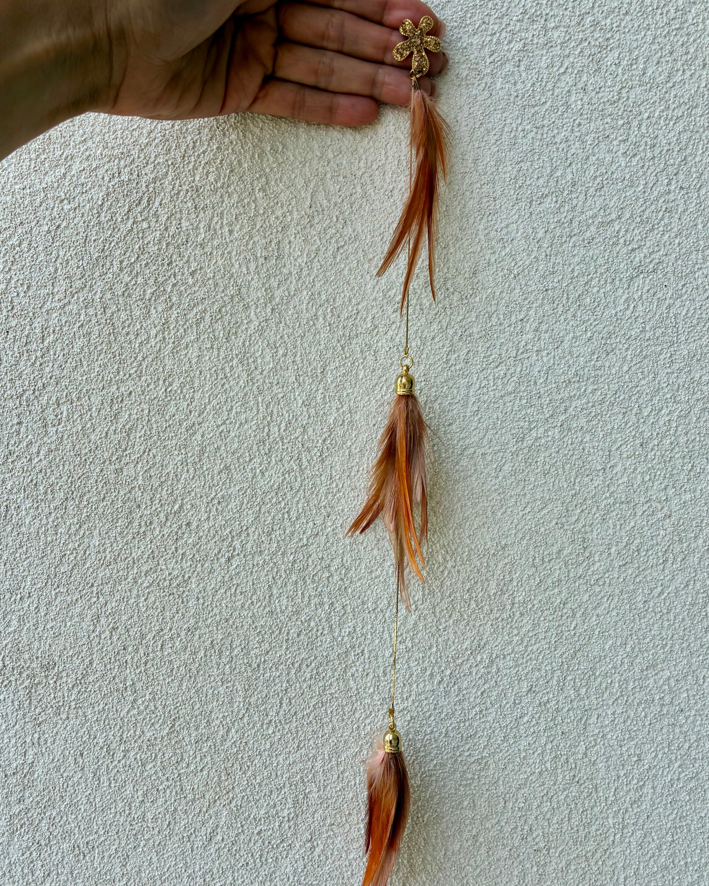 Gold Rose Feather Earrings