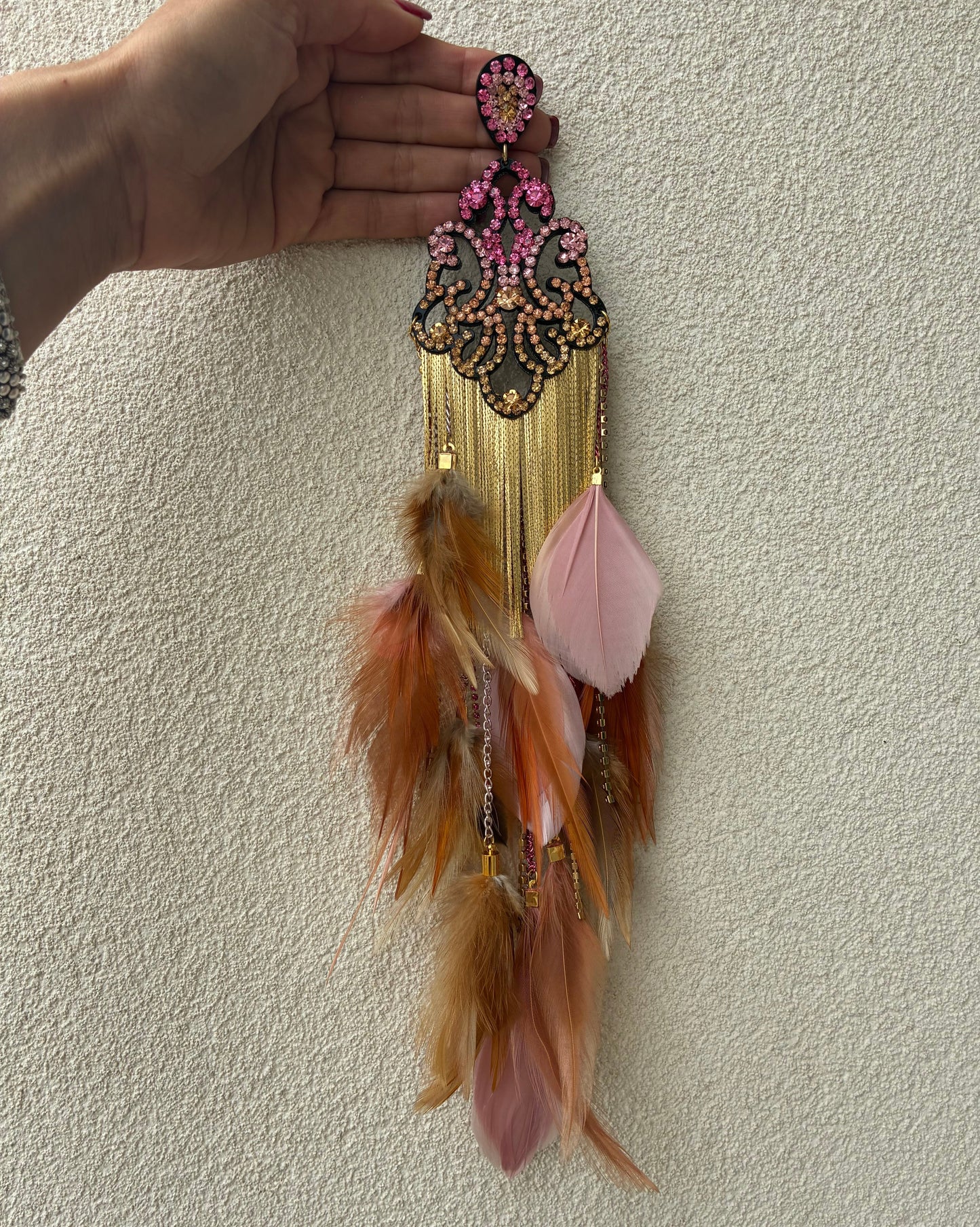 Pink Feathers Earrings