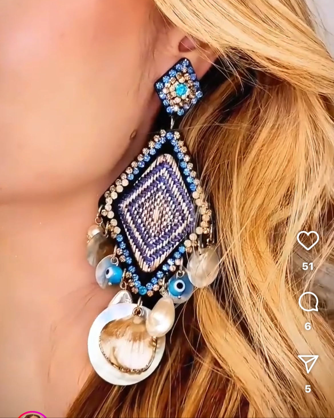 Blue shell earrings