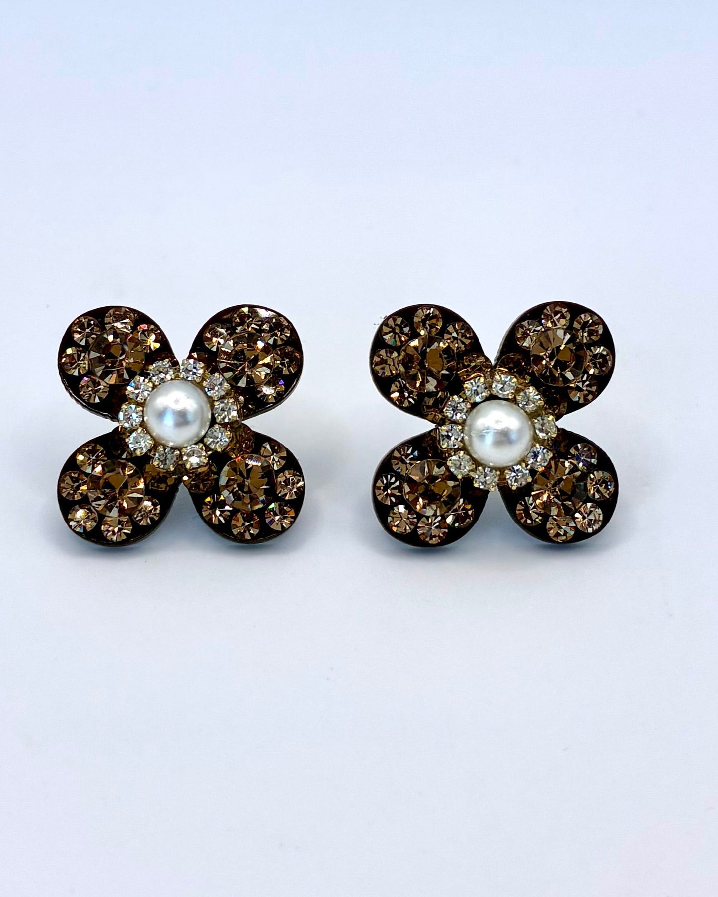 Flower-Shaped Brown Earrings